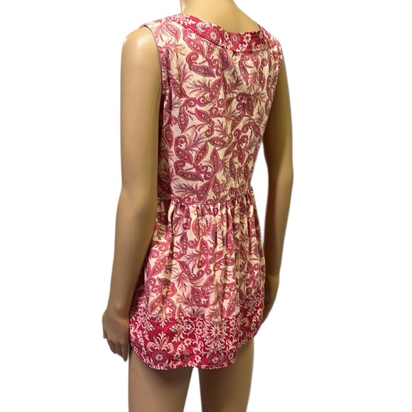 One World Cotton Paisley Print Sleeveless Embellished Tunic Top Blouse Womens S - Picture 3 of 13